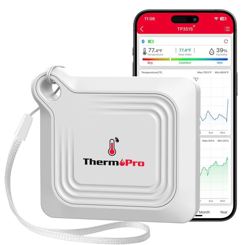 ThermoPro Bluetooth Thermometer Hygrometer  260FT Range Temperature Sensor Greenhouse Thermometer  Remote App Control Temperature and Humidity Monitor with 2-Year Data Logging Export (TP351) - Image 1
